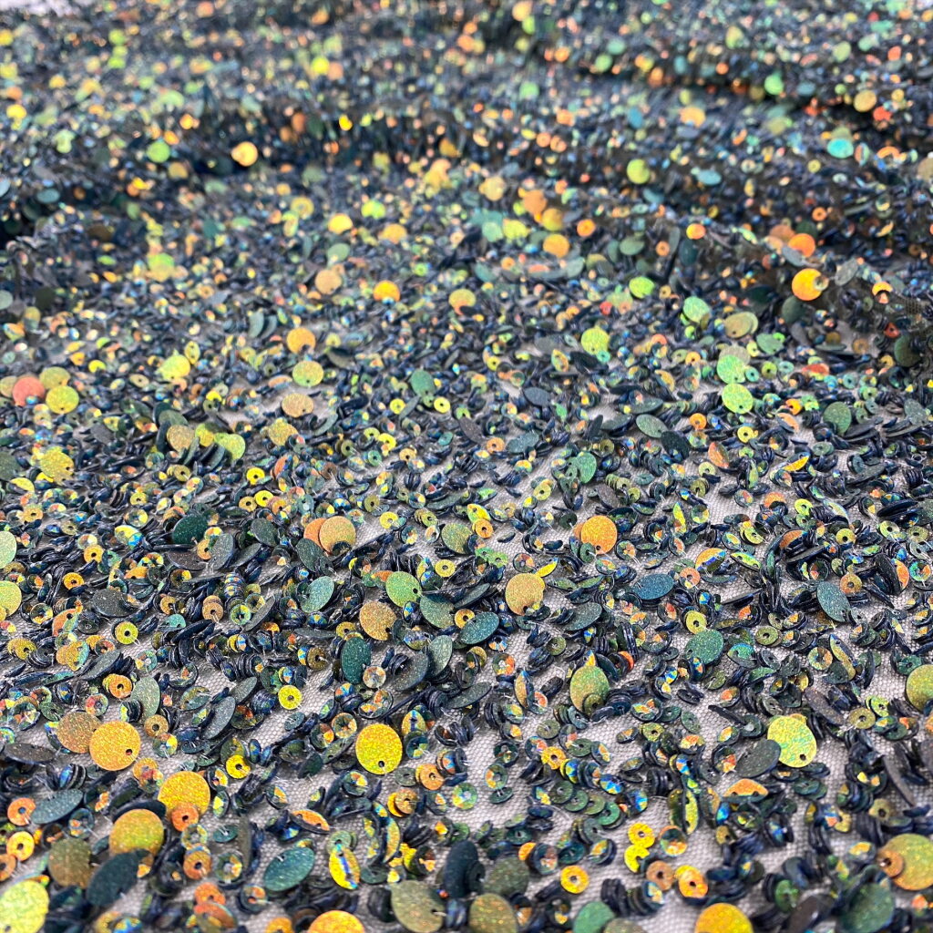 Antique Sequin Tulle — featuring hand-beading and sequins, 100% nylon, 110cm wide