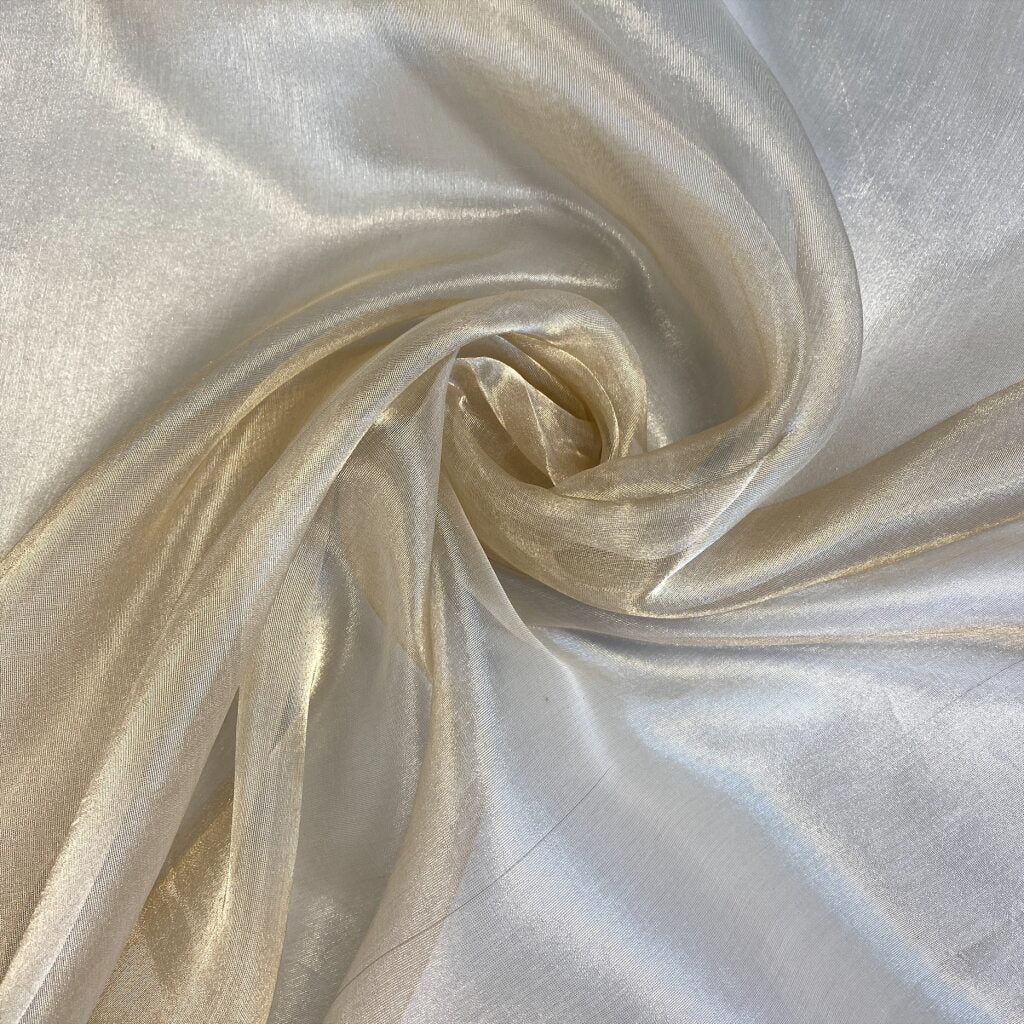 Gold Tissue Organza — a very fine, lightweight sheer organza, 110cm wide