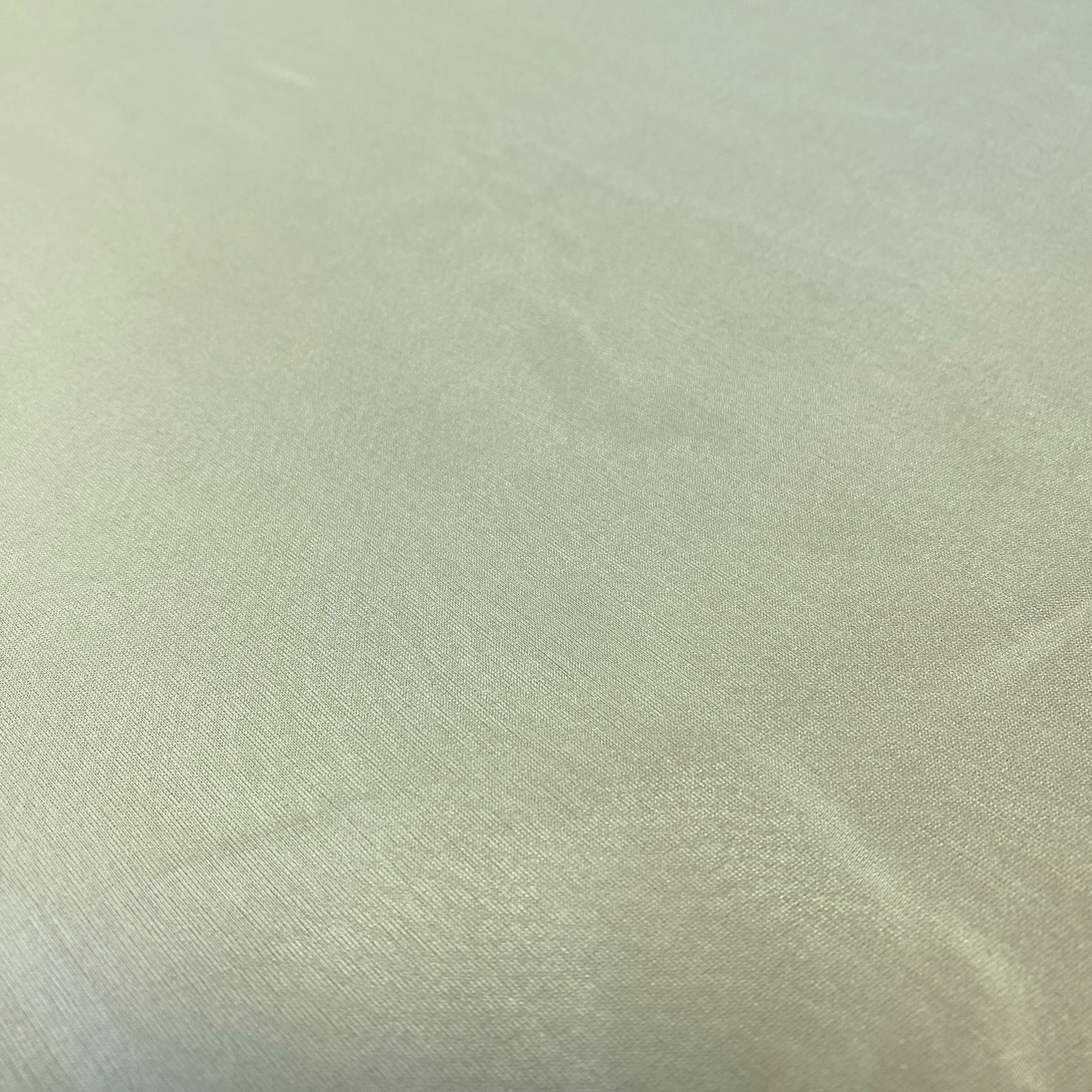 Sage Satin Chiffon — lightweight and sheer with a fluid, airy drape and a smooth satin luster finish, 100% mulberry silk, 140cm wide