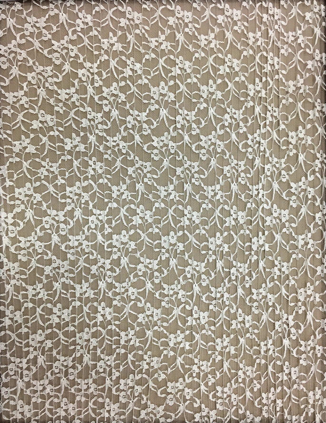 Remnant Pleated Floral Lace (1564) -Ivory