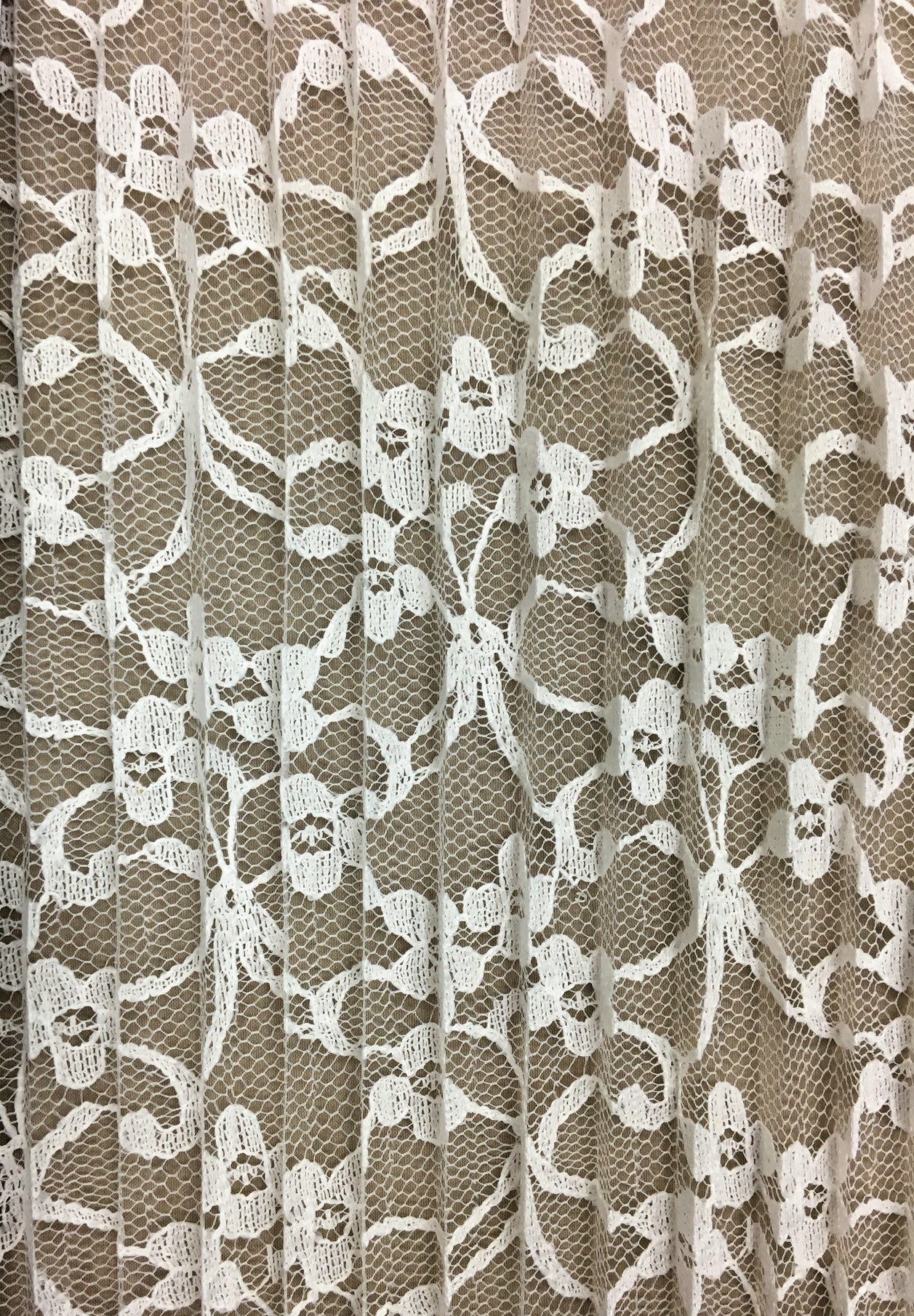 Remnant Pleated Floral Lace (1564) -Ivory