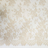 Nude Fine Floral Lace — featuring scalloped edges and floral motifs, 130cm wide