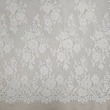 Ivory Fine Floral Lace — featuring scalloped edges, eyelash detail and floral motifs, in nylon and cotton, 150cm wide