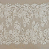 Ivory Fine Lace Trim — featuring scalloped edges, eyelash detail and floral motifs, in cotton and nylon, 30cm wide