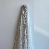 Ivory Glitter Floral Lace — featuring scalloped edges and floral motifs, in nylon, 140cm wide