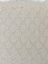 Ivory Fine Corded Lace — featuring scalloped edges, floral motifs and a corded texture, in nylon, cotton and viscose, 140cm wide
