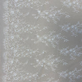 Ivory Beaded Fine Lace — featuring scalloped edges, eyelash detail and floral motifs, in nylon, 150cm wide