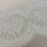 Ivory Fine Corded Lace Trim — featuring floral motifs and a corded texture, in nylon, viscose and cotton, 30cm wide