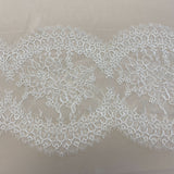 Ivory Fine Corded Lace Trim — featuring floral motifs and a corded texture, in nylon, viscose and cotton, 30cm wide