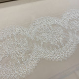 Ivory Fine Corded Lace Trim — featuring floral motifs and a corded texture, in nylon, viscose and cotton, 30cm wide