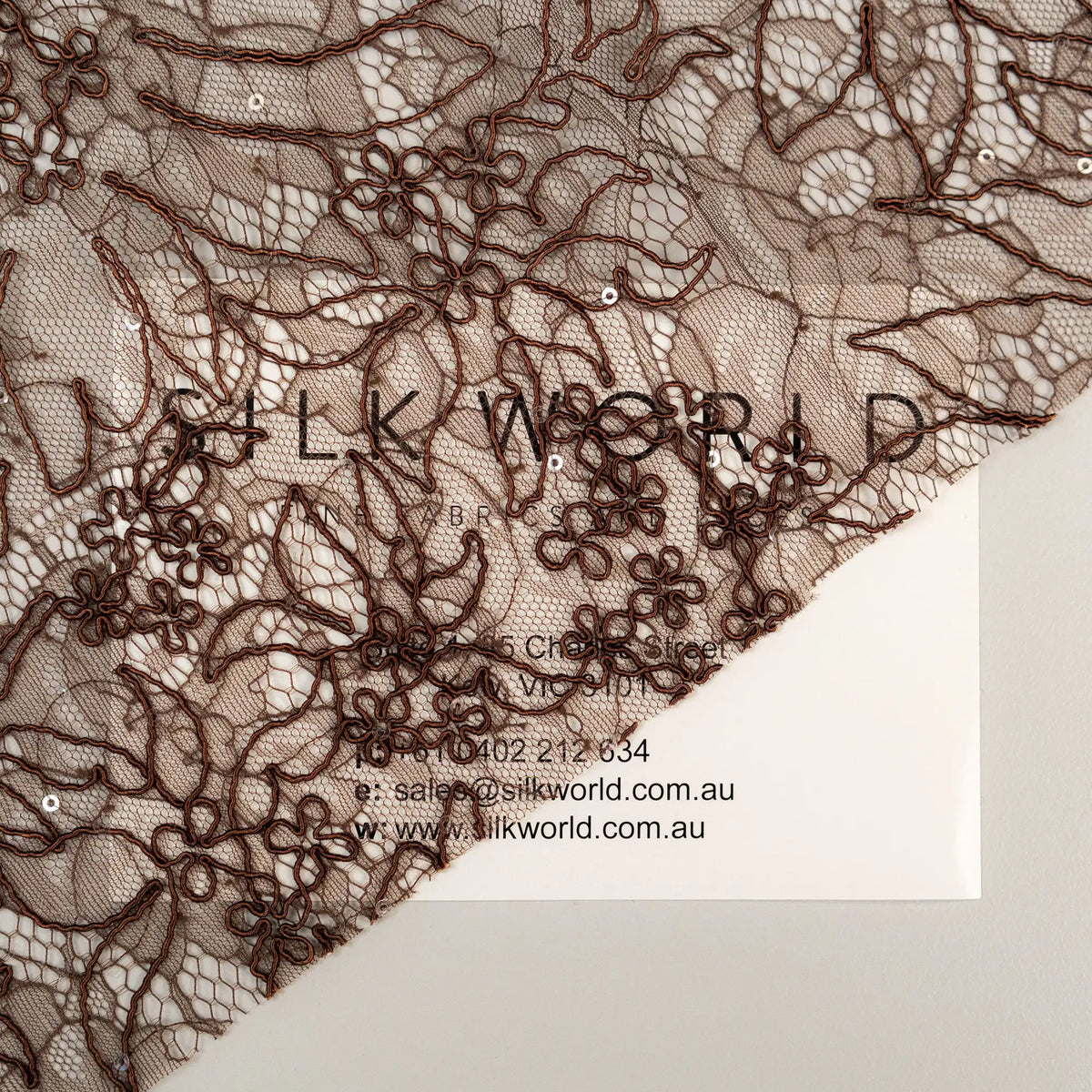 Sequined Floral Corded Lace (1683BD) - Chocolate