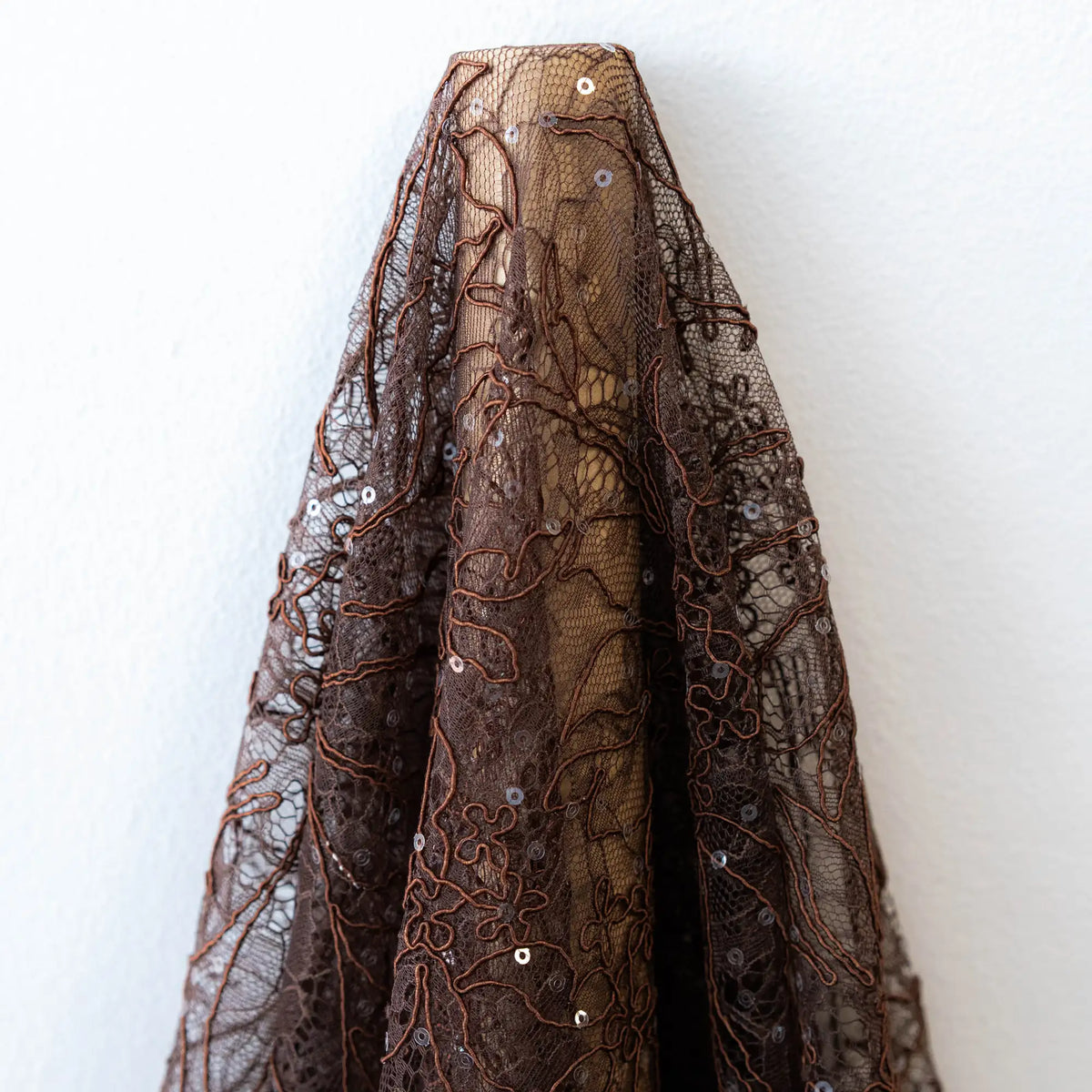 Sequined Floral Corded Lace (1683BD) - Chocolate