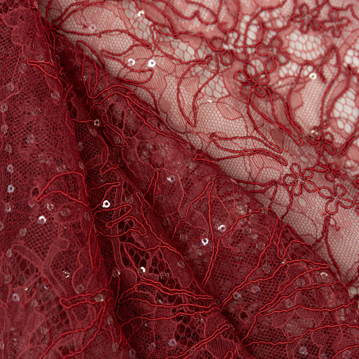 Sequined Floral Corded Lace (1683BD) - Rust