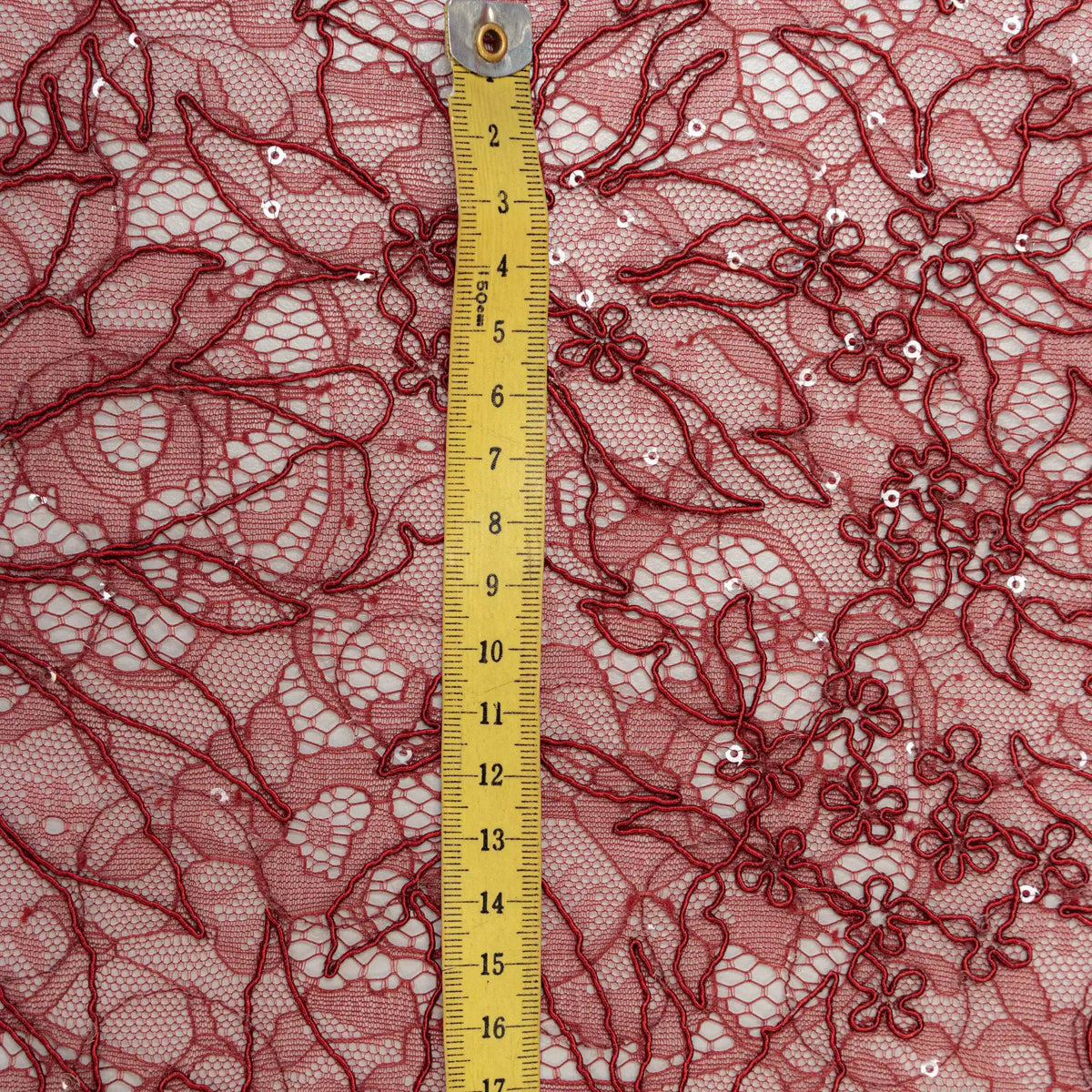 Sequined Floral Corded Lace (1683BD) - Rust