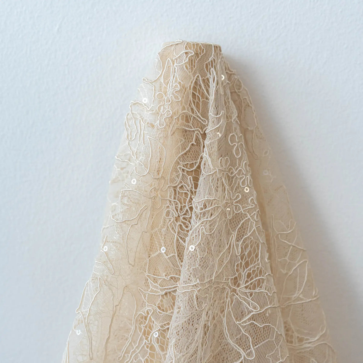 Sequined Floral Corded Lace (1683BD) - Sand