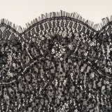 Beaded Scalloped Leavers Lace (1684BD) - Black