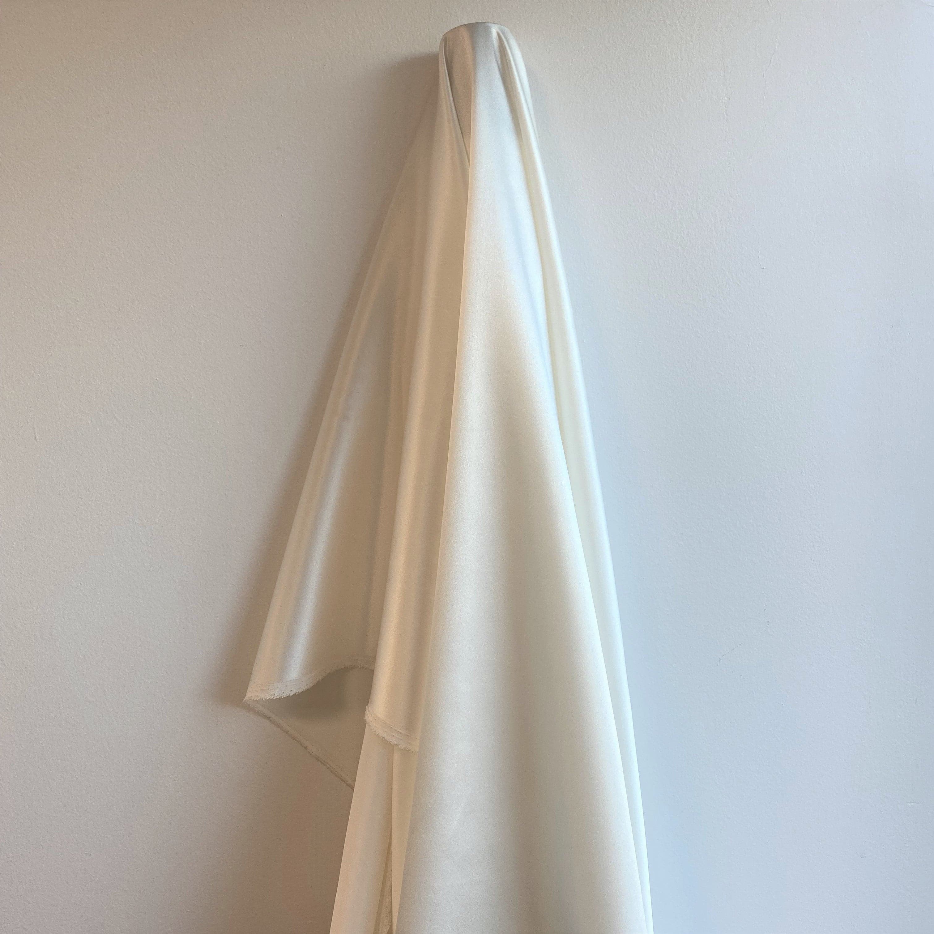 Ivory Silk Satin 25mm — a medium-heavy weight silk satin with a lustrous finish, 100% mulberry silk