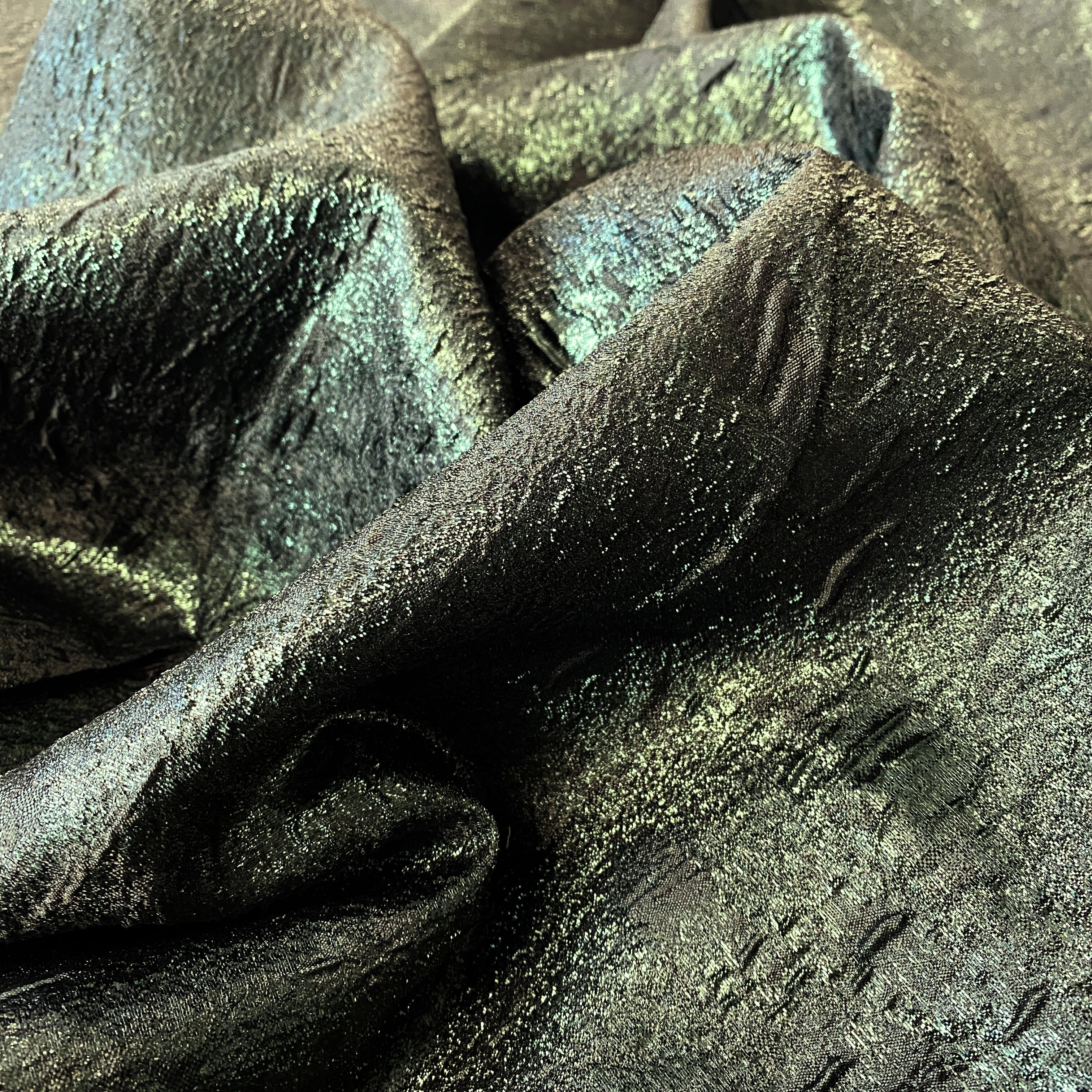 Bottle Green Crushed Metallic Jacquard — a crushed jacquard with a metallic sheen