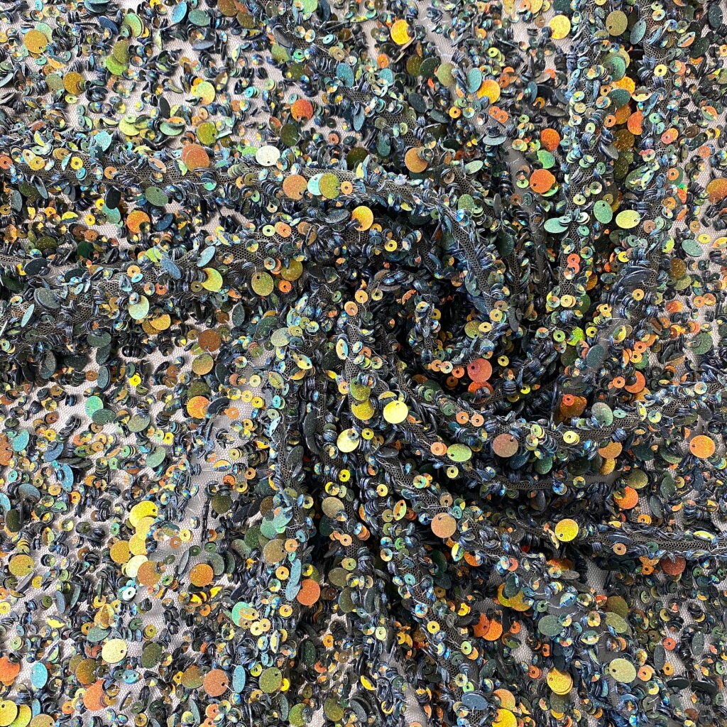 Antique Sequin Tulle — featuring hand-beading and sequins, 100% nylon, 110cm wide