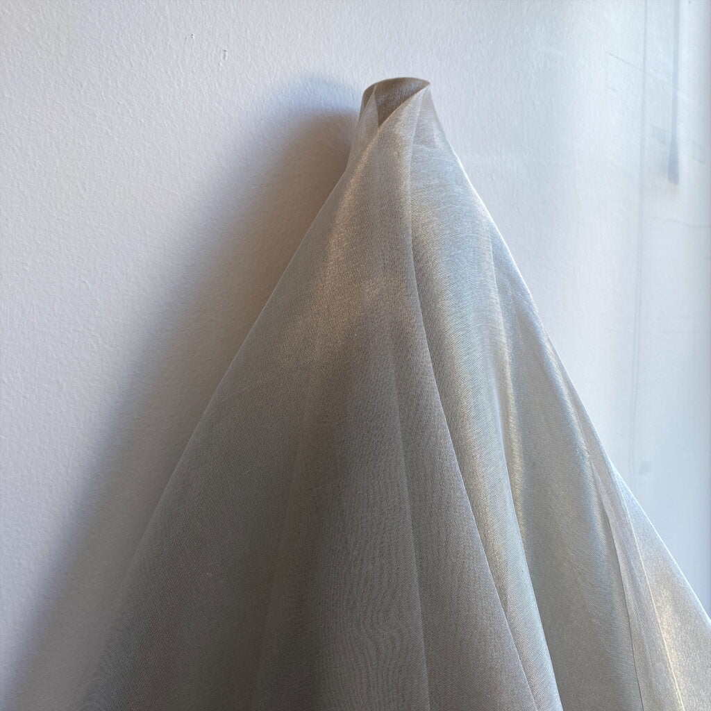 Silver Tissue Organza — a very fine, lightweight sheer organza, 110cm wide