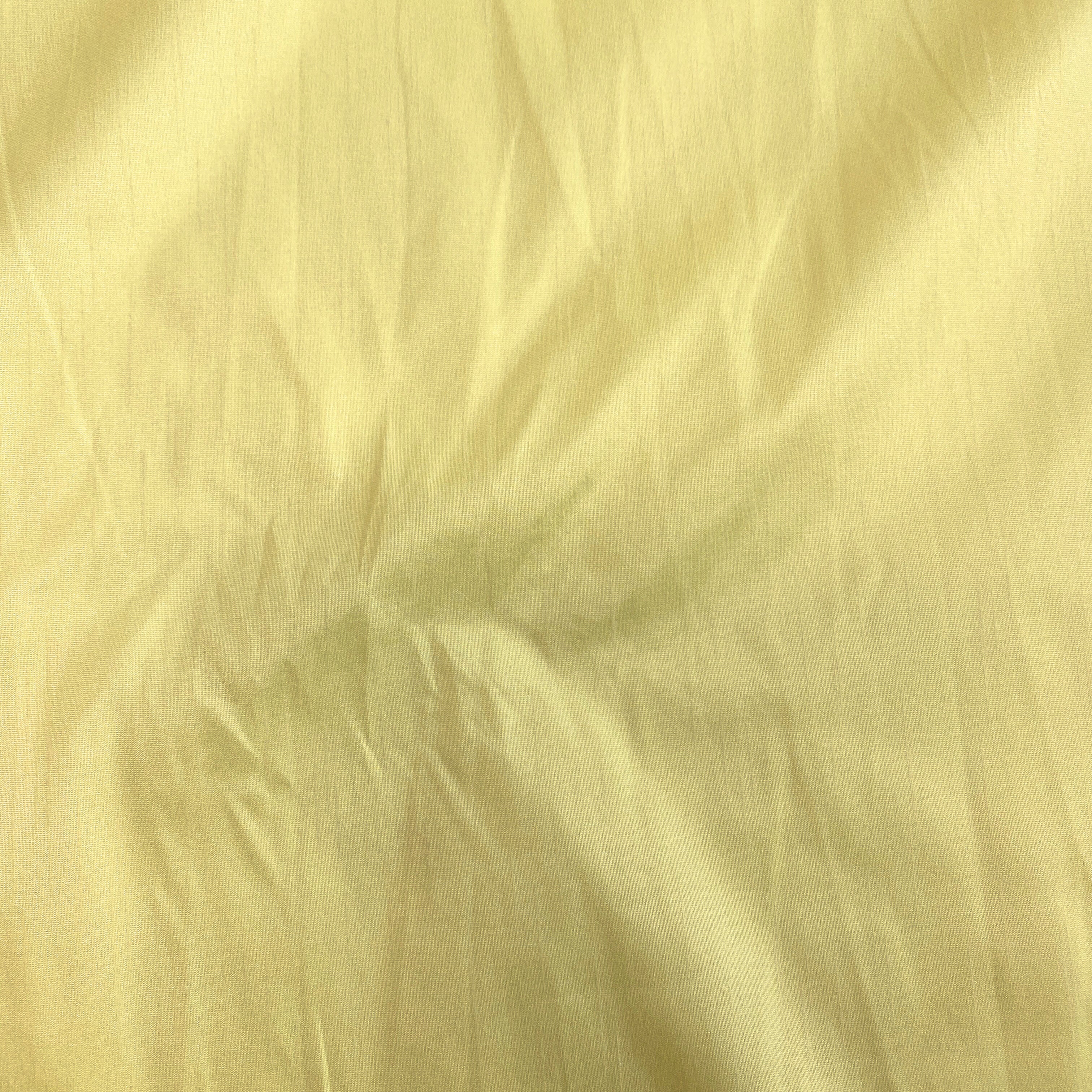 Pastel Yellow Polyester Dupion — mid-weight and crisp with a lightly slubbed texture, 100% polyester, 140cm wide