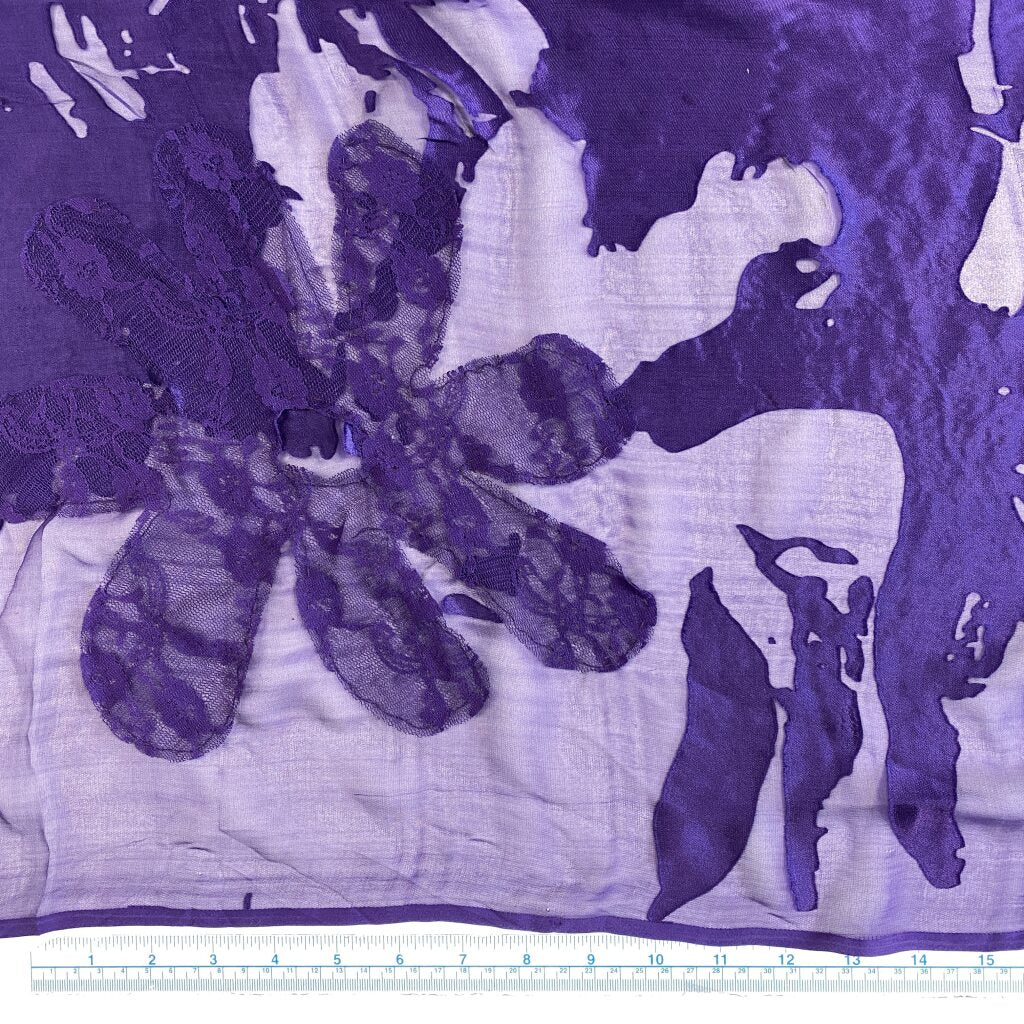 Printed Silk Devore - Purple (108cm)