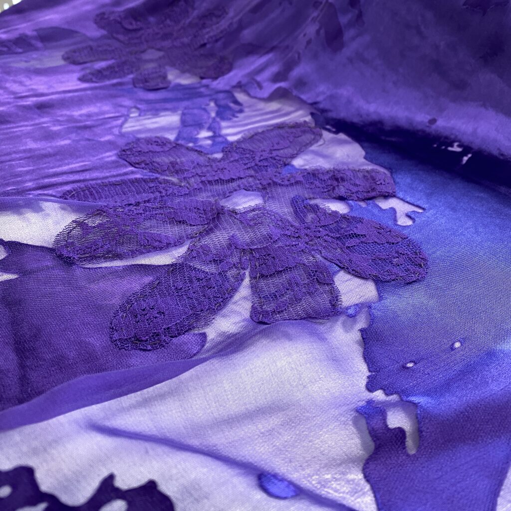 Printed Silk Devore - Purple (108cm)