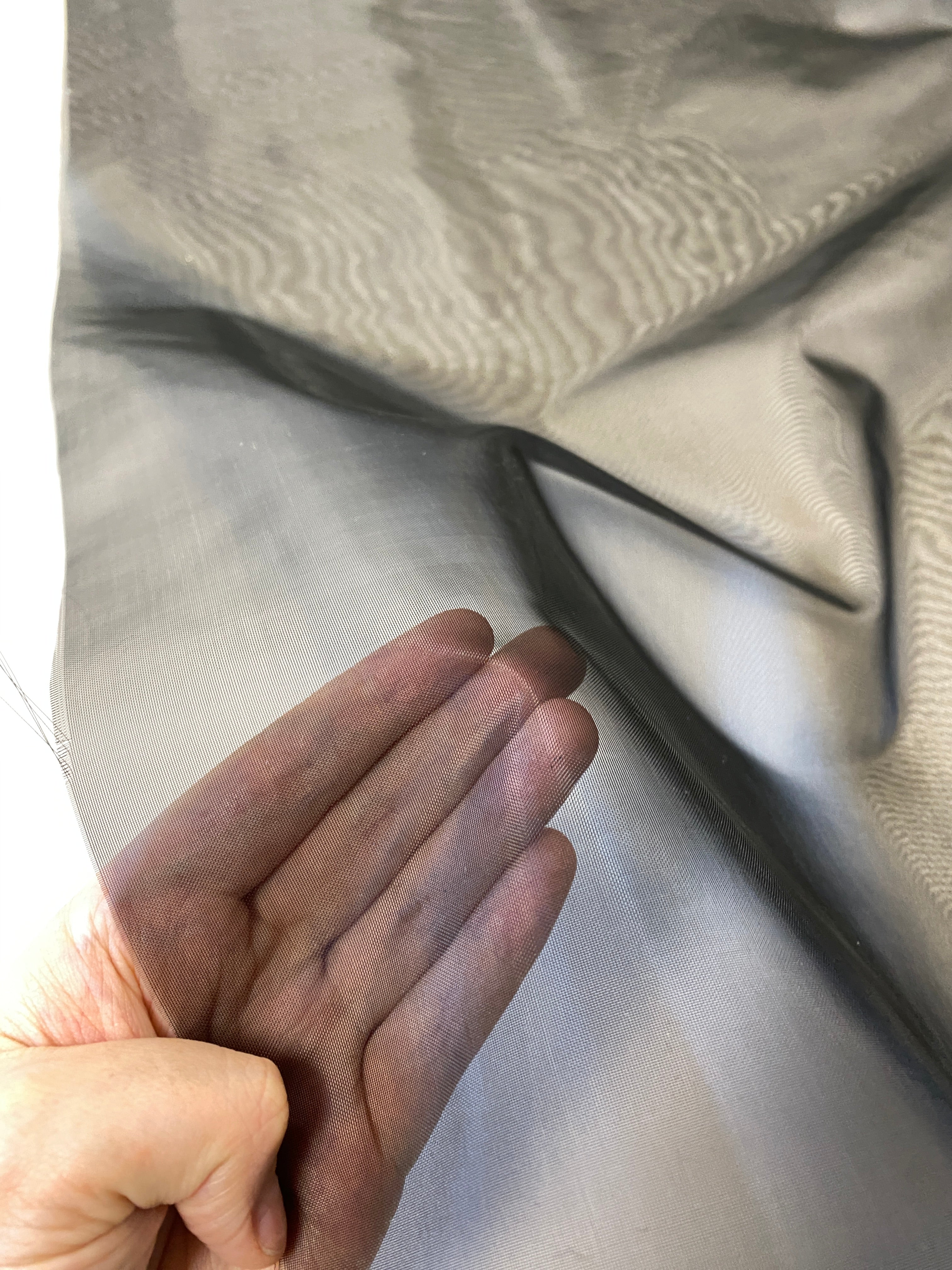 Black Organza Crinoline — a stiff, structured organza ideal for petticoats and skirts, 150cm wide