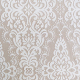 Light Ivory Corded Fine Lace — featuring scalloped edges, eyelash detail, arabesque motifs and a corded texture, 130cm wide