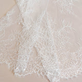 Ivory Beaded Lace — featuring scalloped edges, floral motifs and hand-beading, in nylon and viscose, 130cm wide