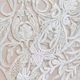 Ivory Beaded Tulle — featuring hand-beading, 100% nylon, 130cm wide
