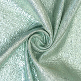 Spearmint Metallic Jacquard — featuring a woven metallic jacquard design with a soft feel and stiff drape, 140cm wide