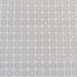 White Lattice Embroidered Tulle — featuring hand-beading and sequins, 50% nylon 50% rayon, 130cm wide