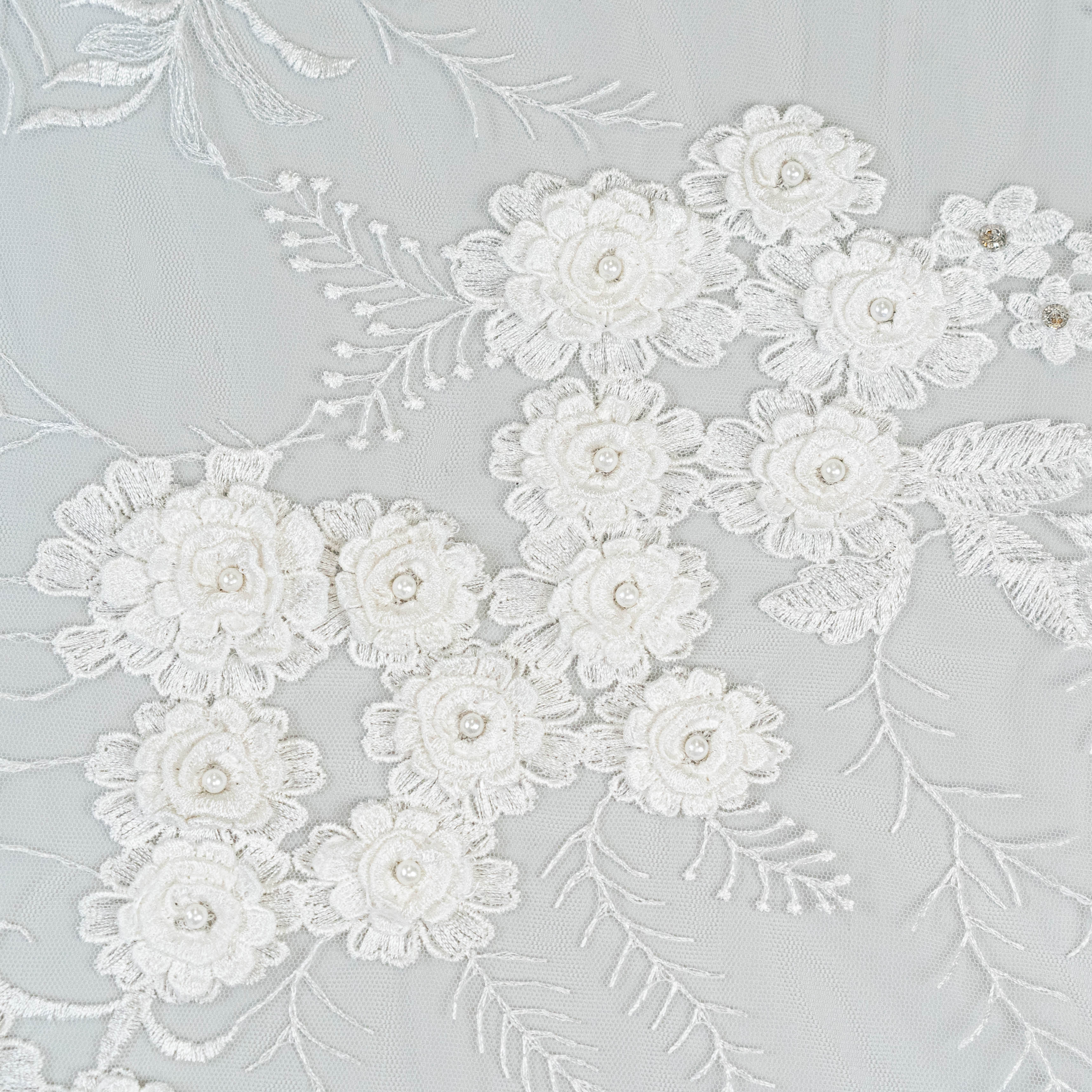 Embroidered 3D Tulle (K25675) - Ivory