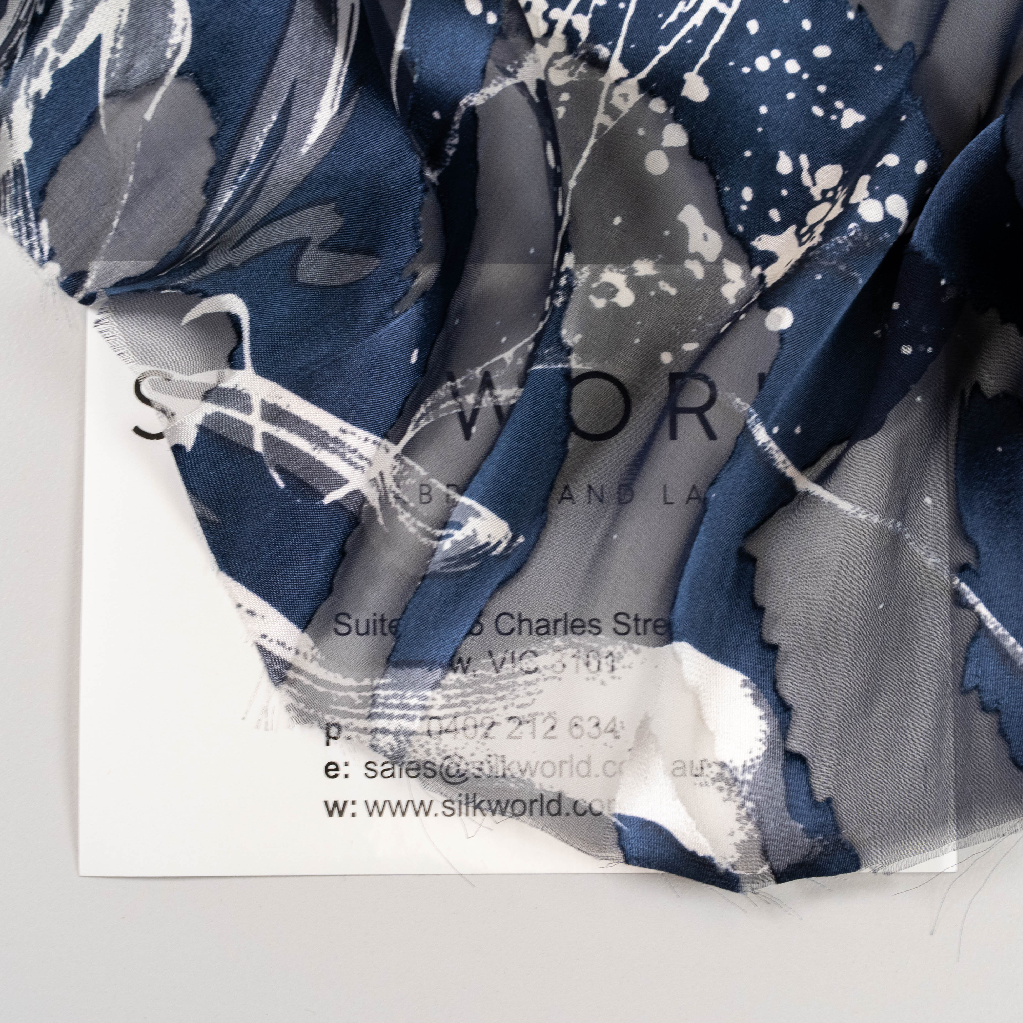 Printed Silk Devore - Navy (108cm)