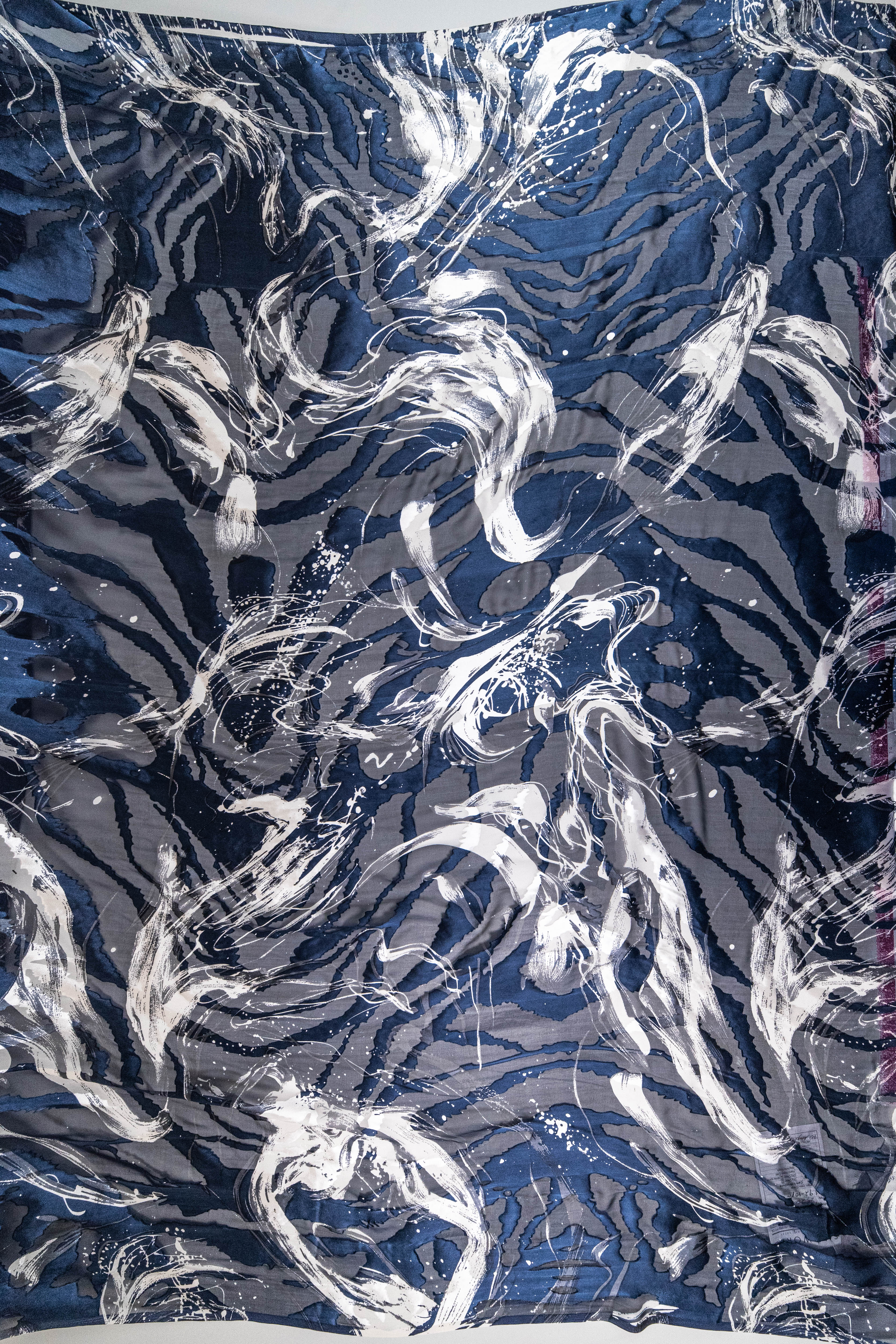Printed Silk Devore - Navy (108cm)