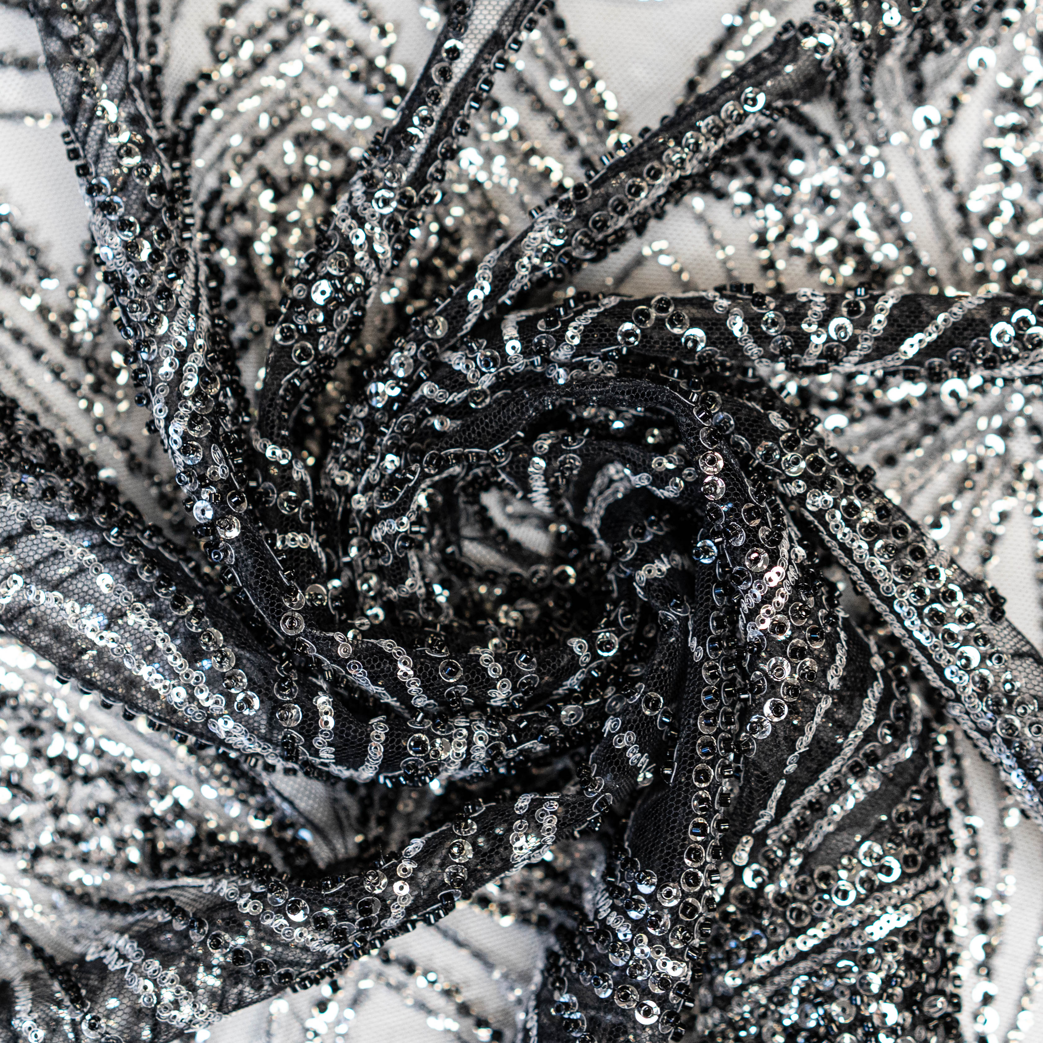 Gatsby Embellished Tulle (W53193) - Black / Silver