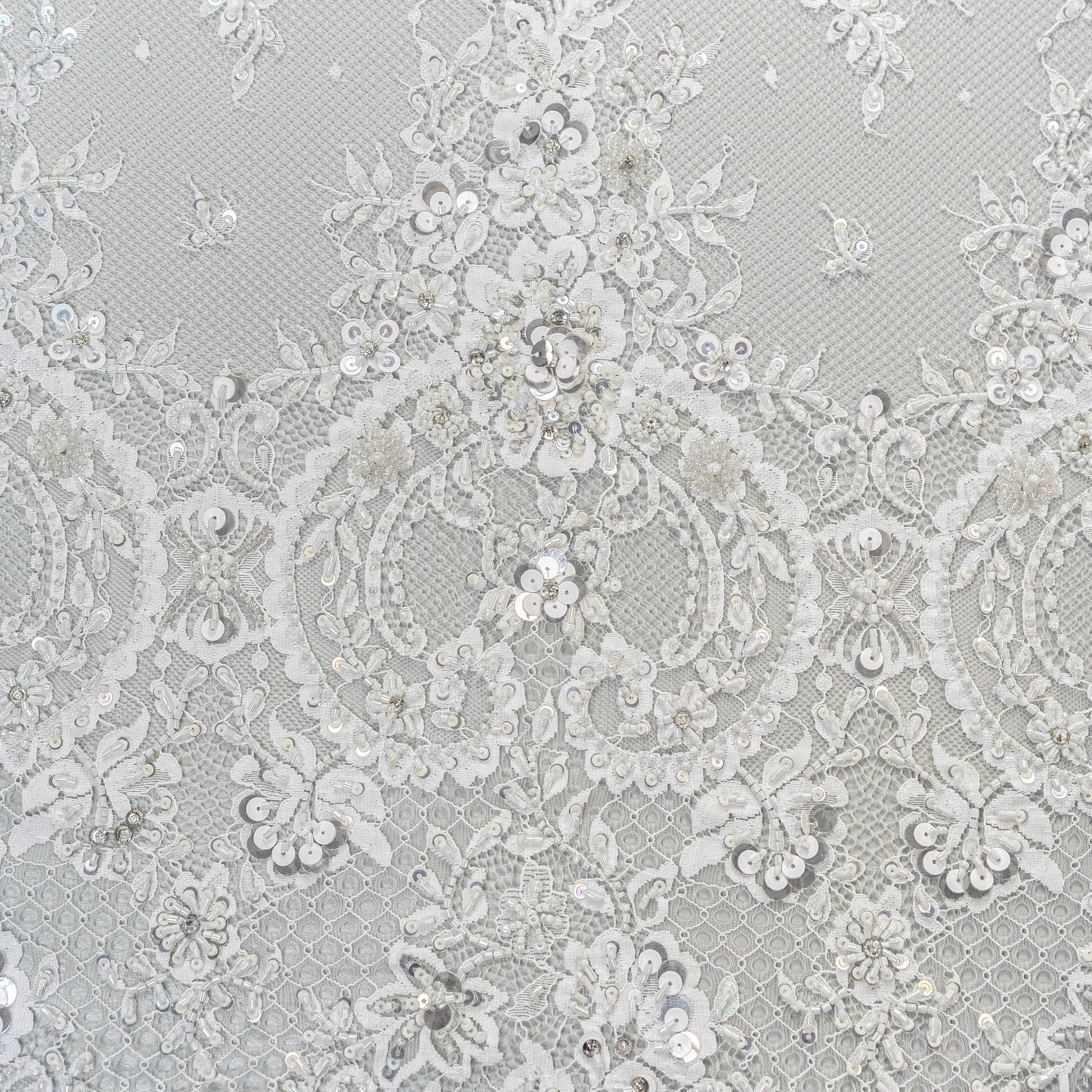 Blooming Beaded Floral Lace (1660BD) - Ivory