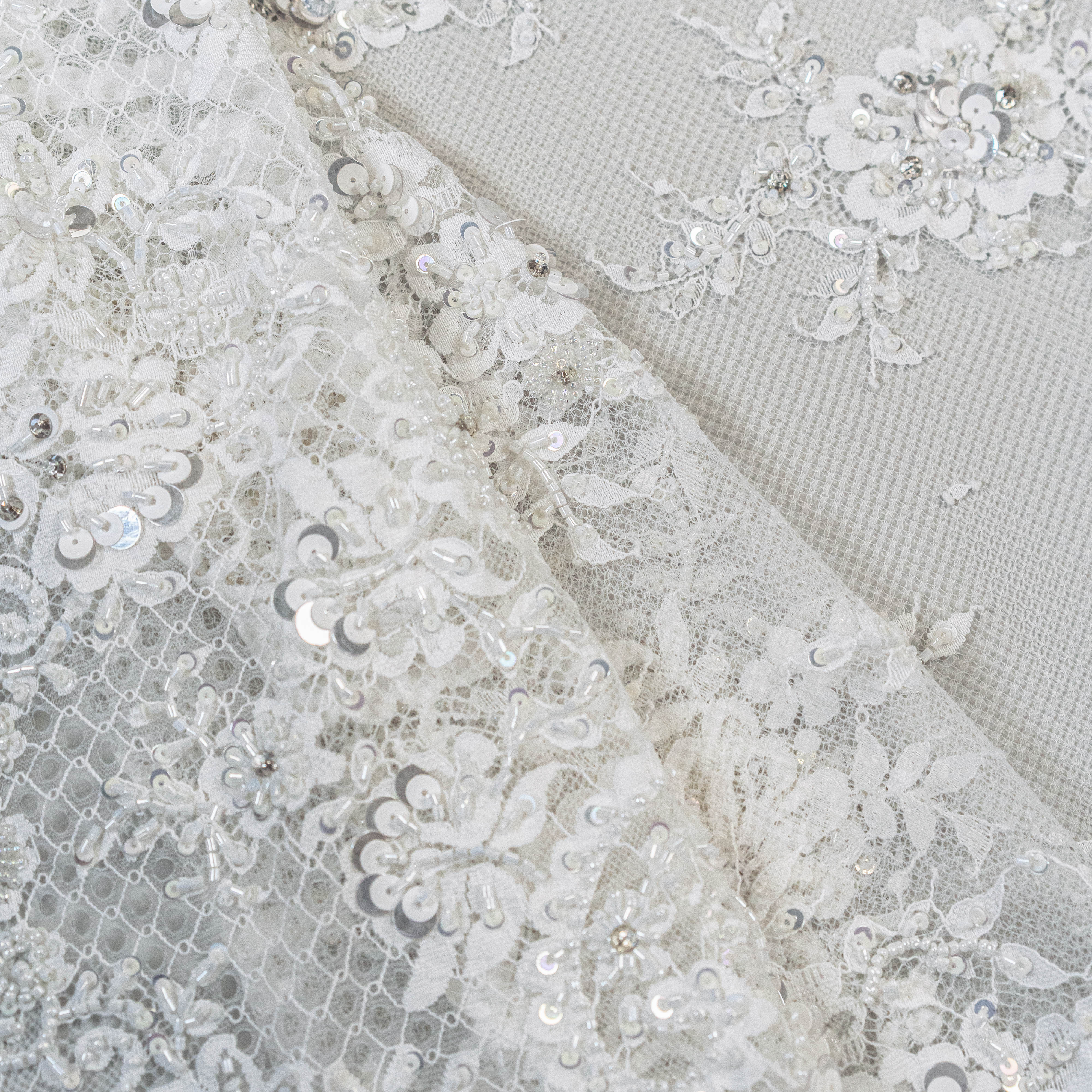 Blooming Beaded Floral Lace (1660BD) - Ivory