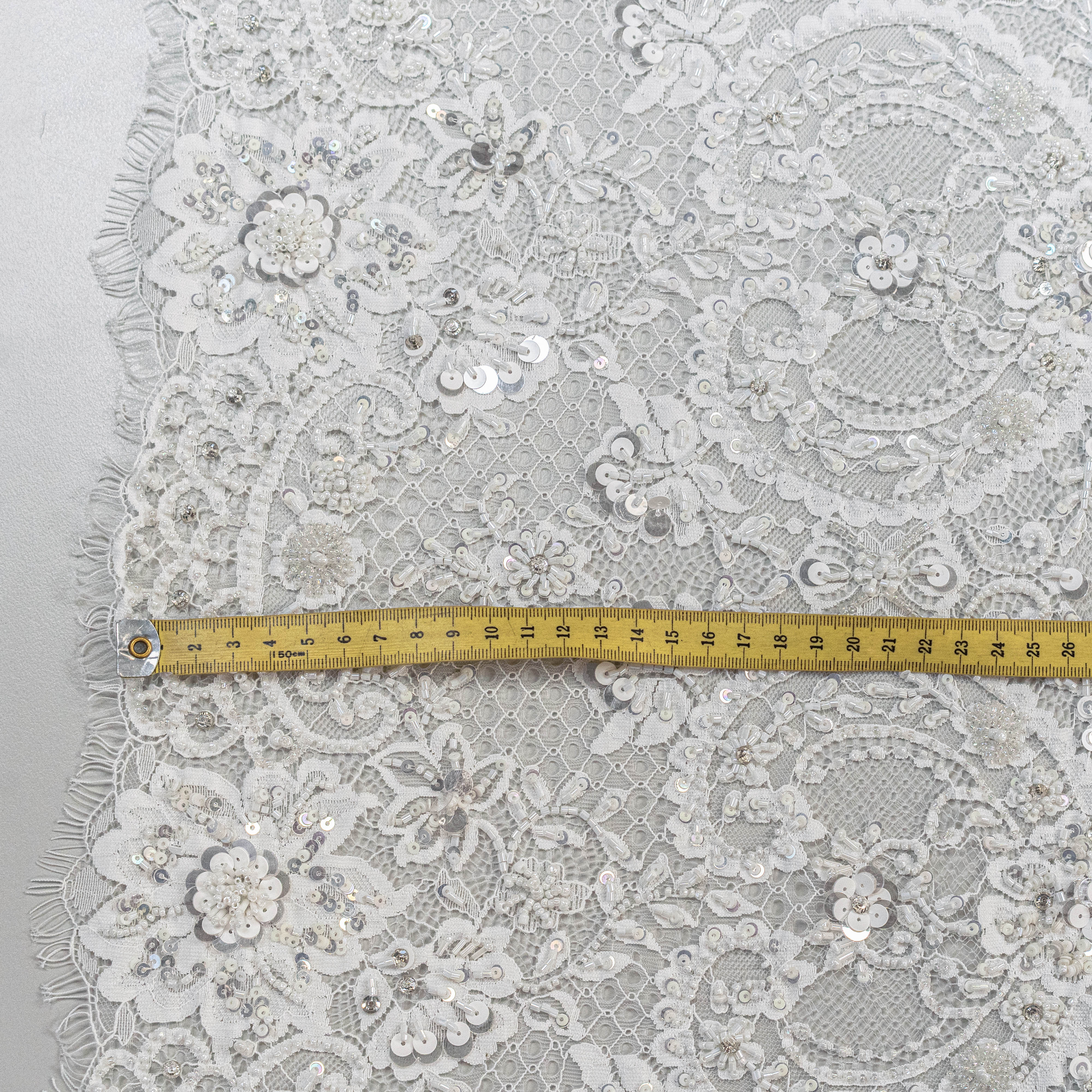 Blooming Beaded Floral Lace (1660BD) - Ivory