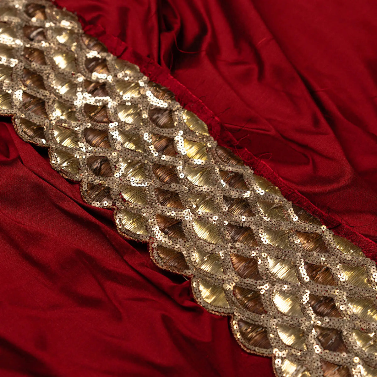 Vintage Couture Hand-Embroidered Trim - Gold / Wine