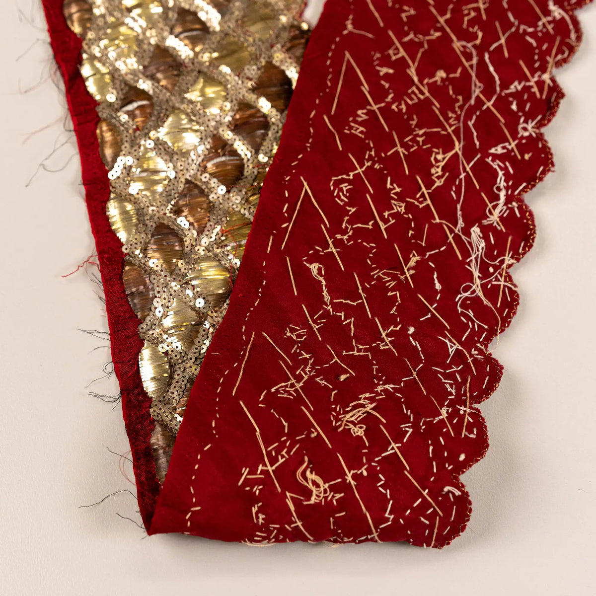 Vintage Couture Hand-Embroidered Trim - Gold / Wine