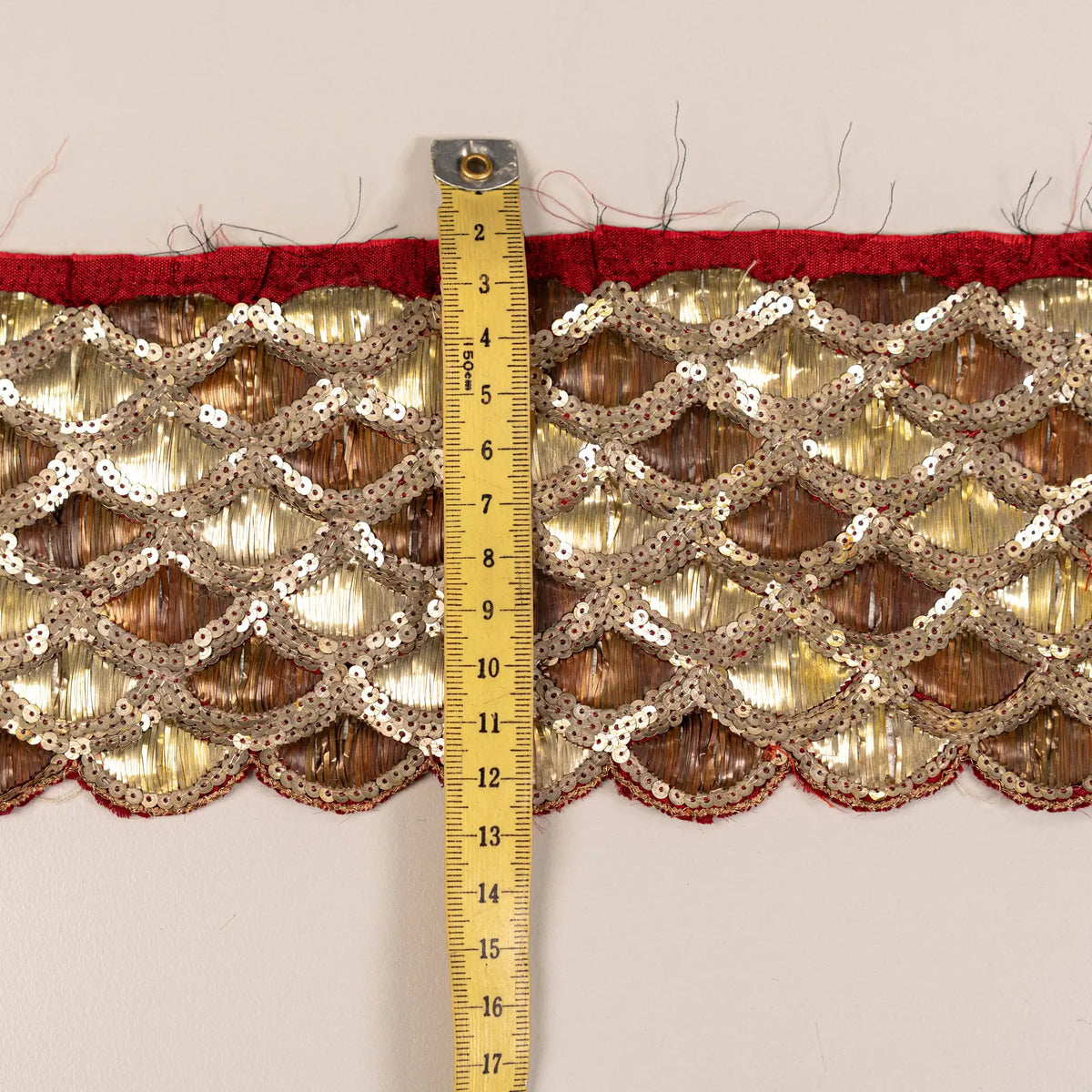 Vintage Couture Hand-Embroidered Trim - Gold / Wine