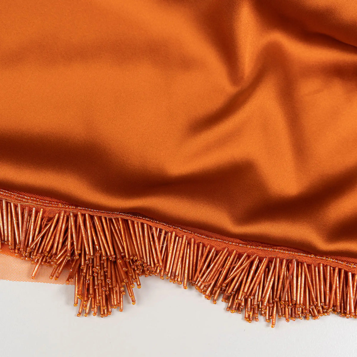 Bugle Beaded Fringe Trim (K23897) - Burnt Orange