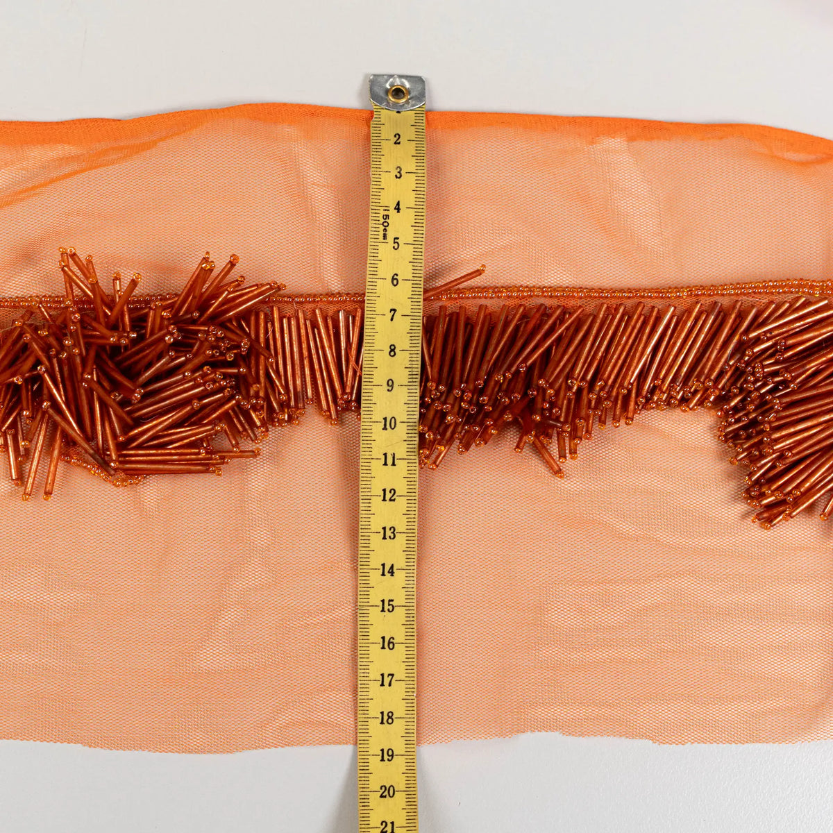 Bugle Beaded Fringe Trim (K23897) - Burnt Orange