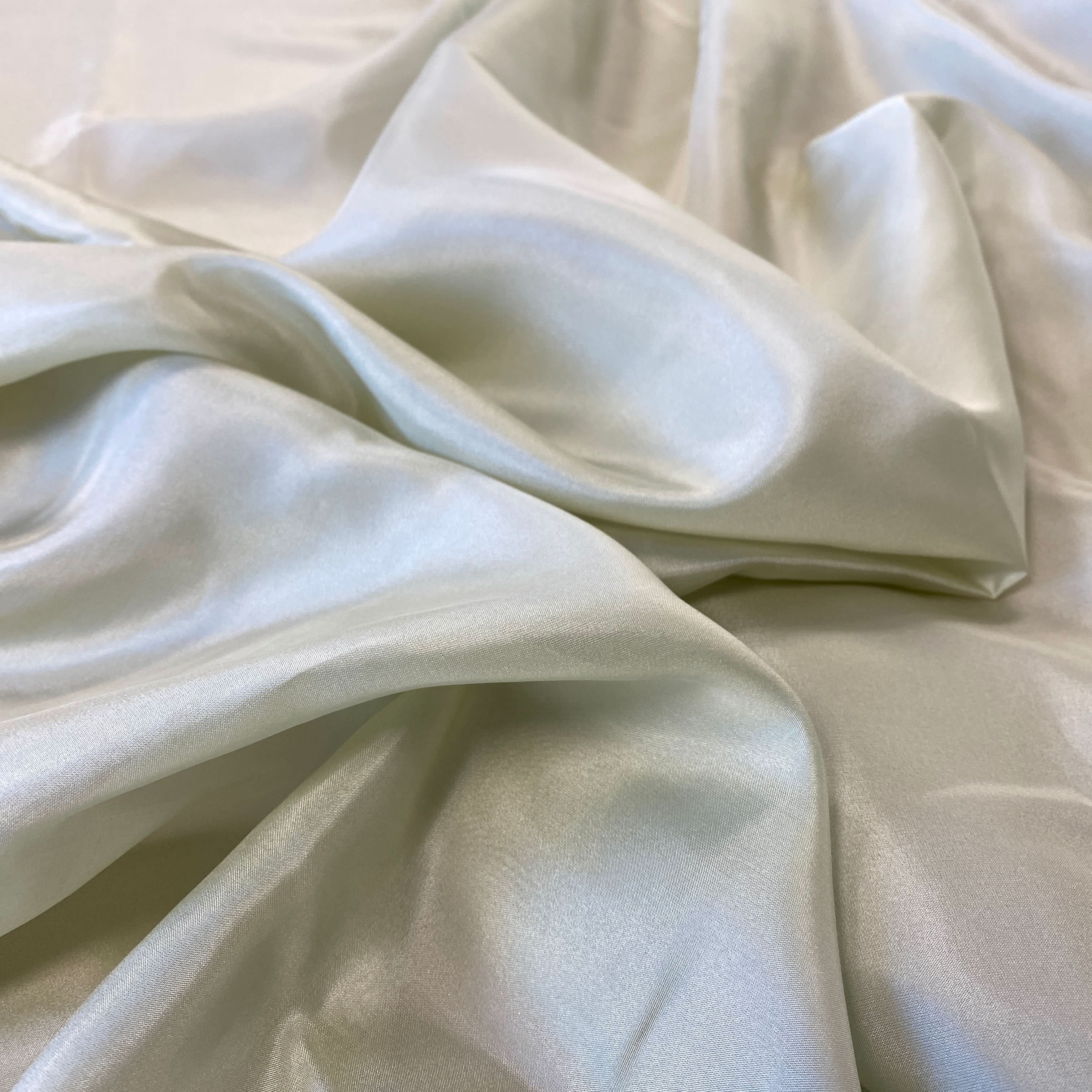Sage Habotai — soft with a light, airy drape and a smooth satin finish, 100% mulberry silk, 140cm wide