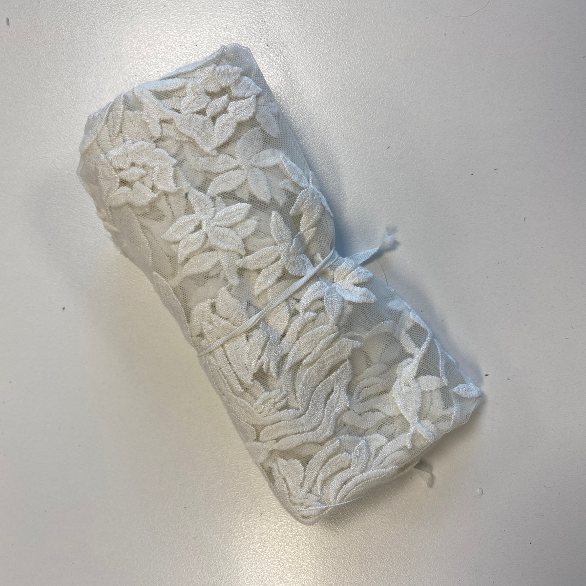 Remnant Floral Embroidered Tulle (LV11499) - Ivory