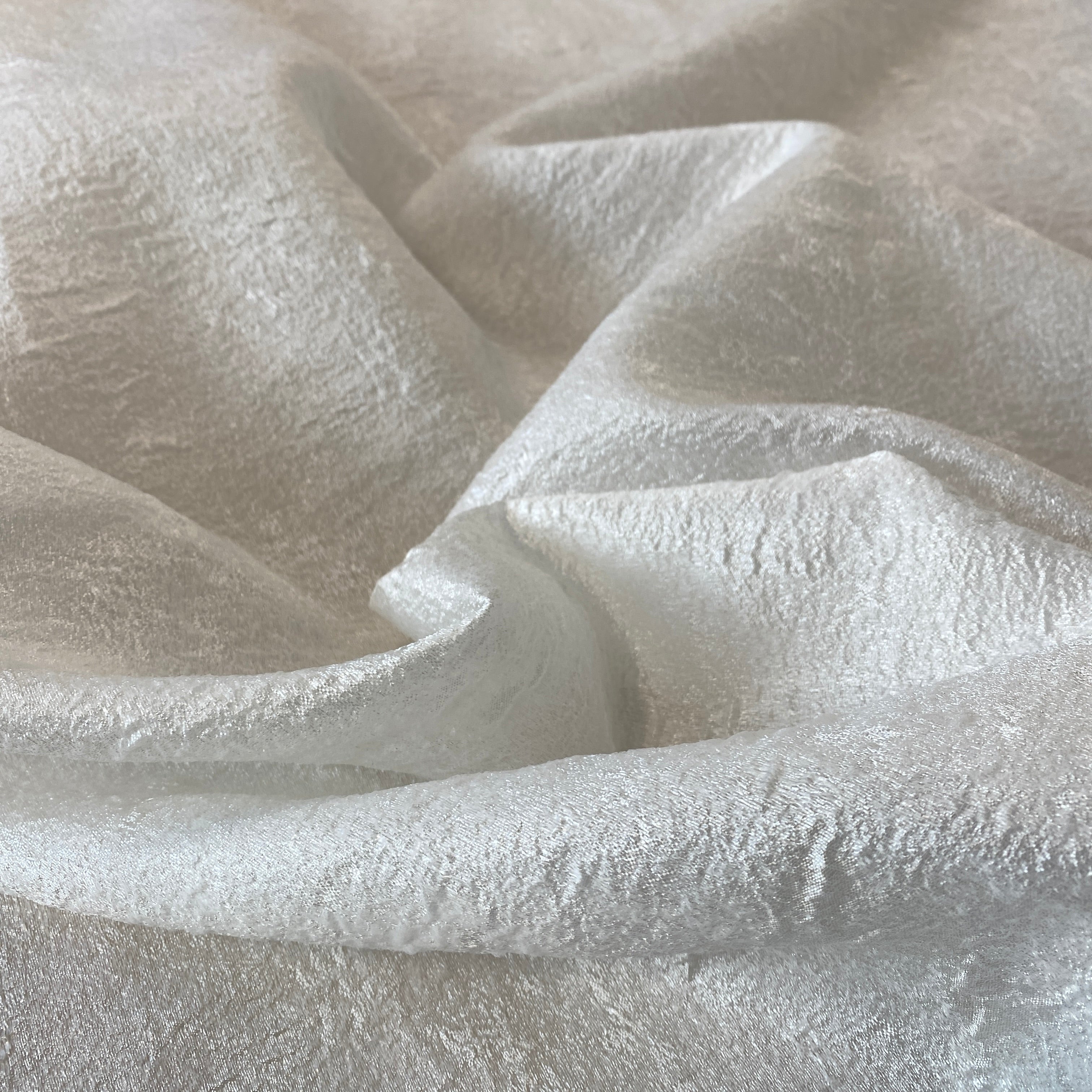 Ivory Crushed Metallic Jacquard — a crushed jacquard with a metallic sheen