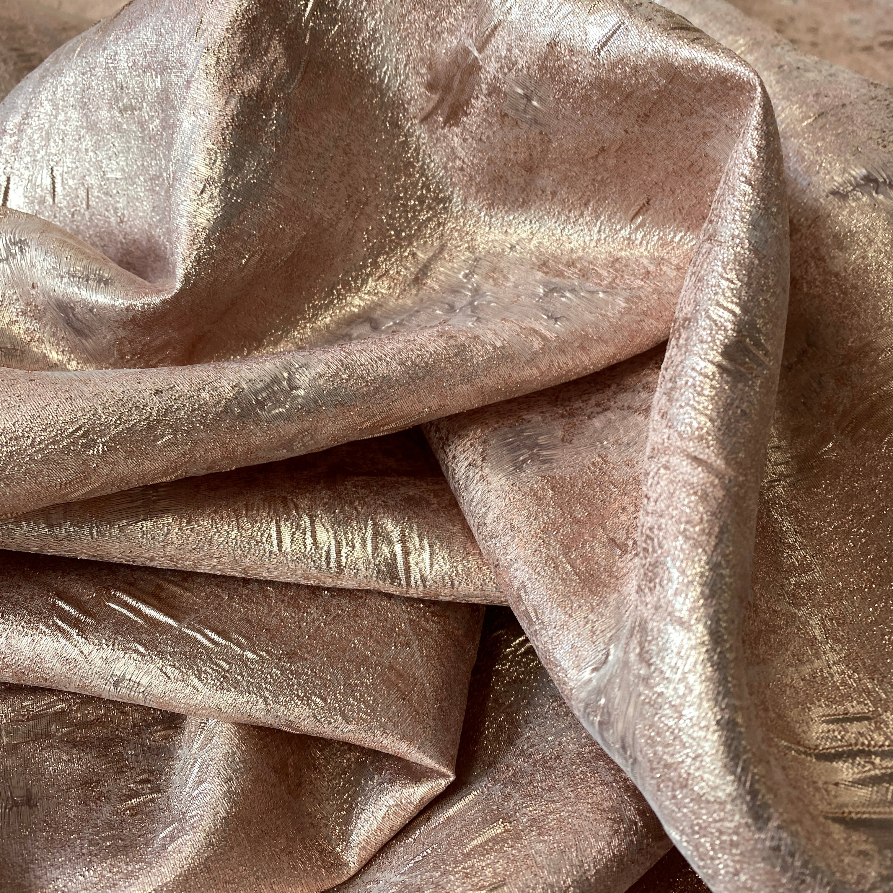 Dusty Pink Crushed Metallic Jacquard — a crushed jacquard with a metallic sheen