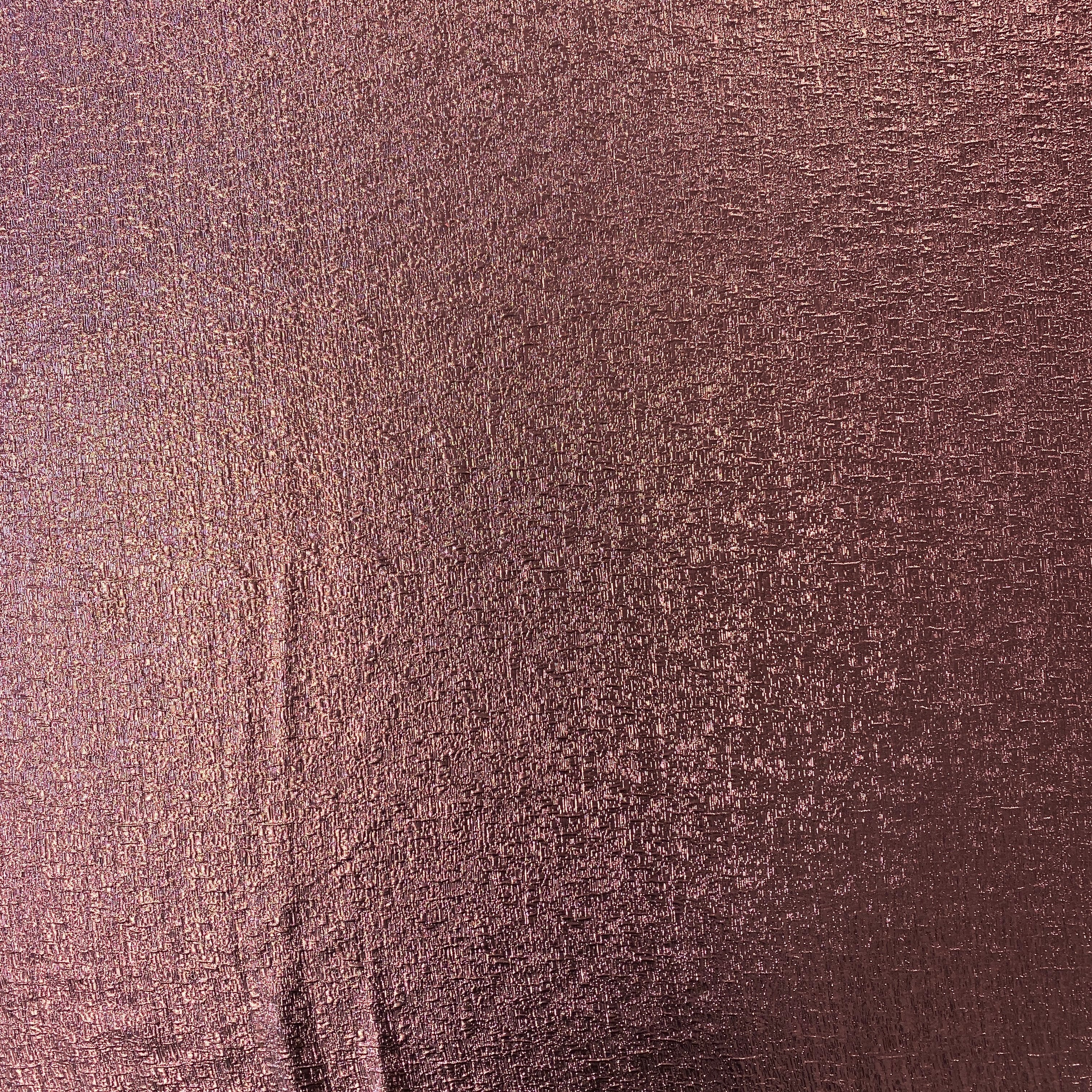 Rose Pink Metallic Jacquard — featuring a woven metallic jacquard design with a soft feel and stiff drape, 140cm wide